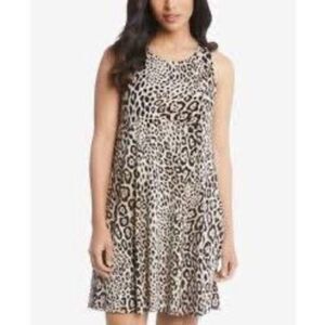 Calvin Klein Women's 8 Sleeveless Shift Dress Animal Print Tan Brown Cheetah
